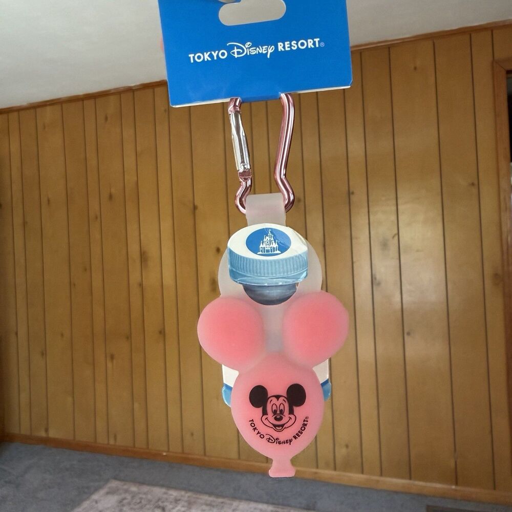 Tokyo Disney Resort Mickey Mouse Karabiner PET Bottle Holder Balloon Pink